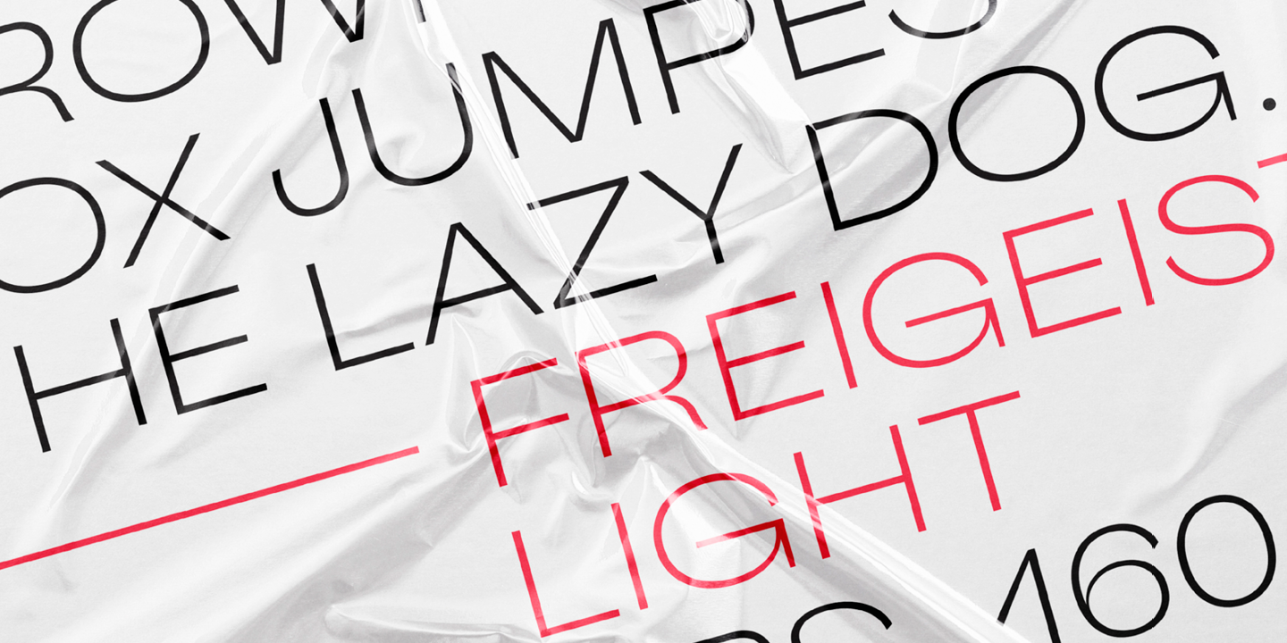 Beispiel einer Freigeist Thin Italic-Schriftart